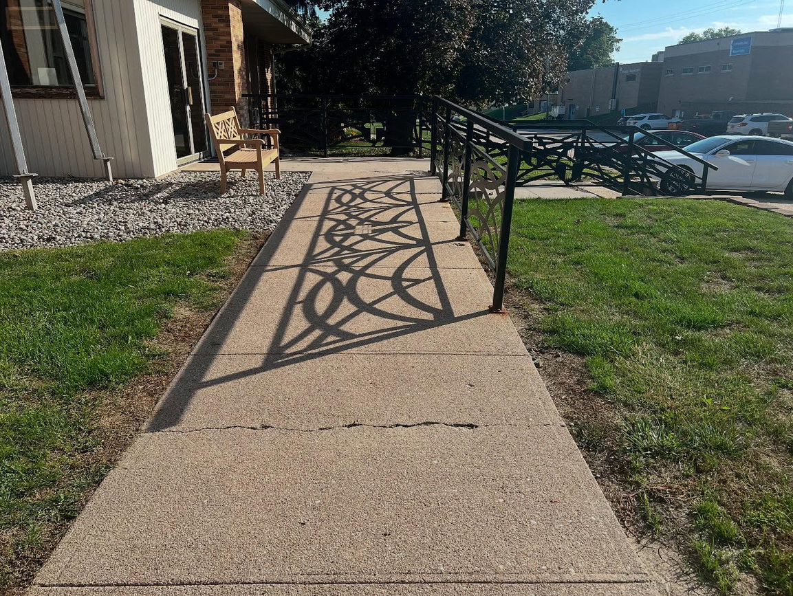 Decorative walkway with shadow patterns